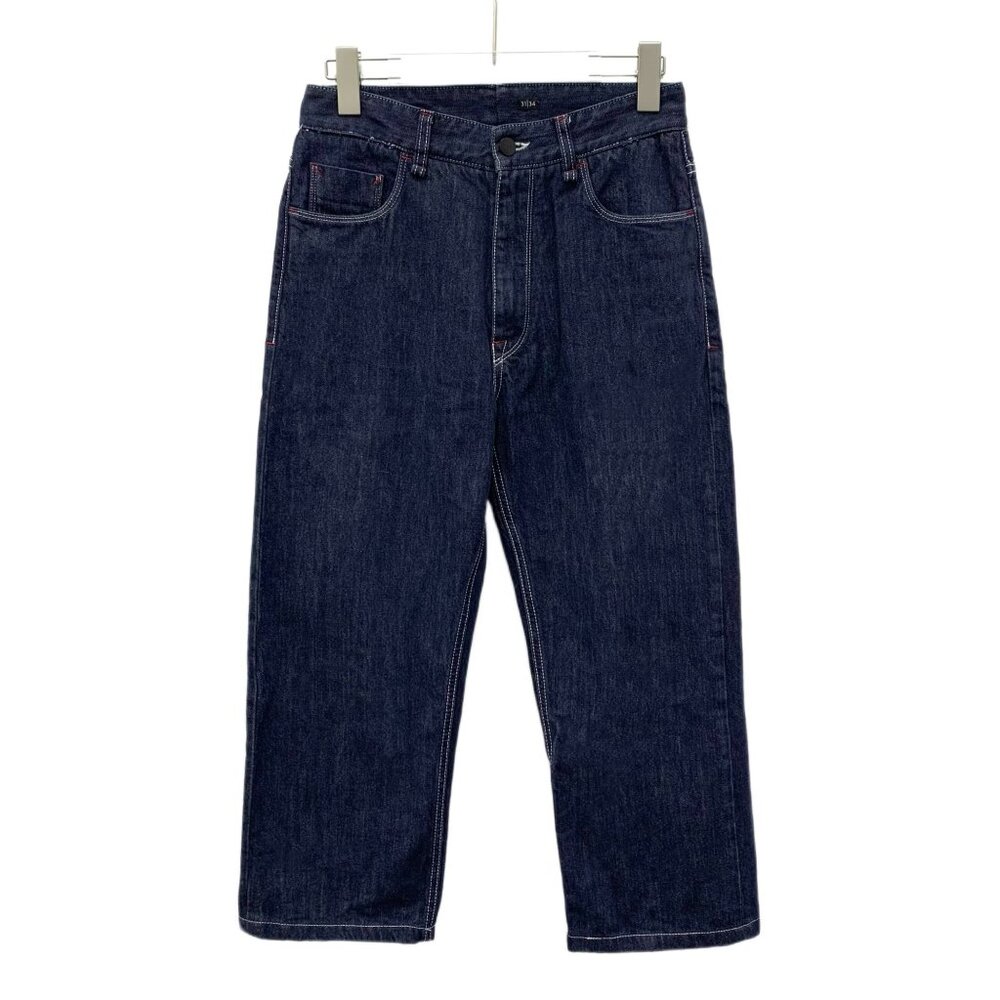 Fendi Fila Collaboration Dark Blue Wide-Leg Cotton Denim Pants Size 31/34